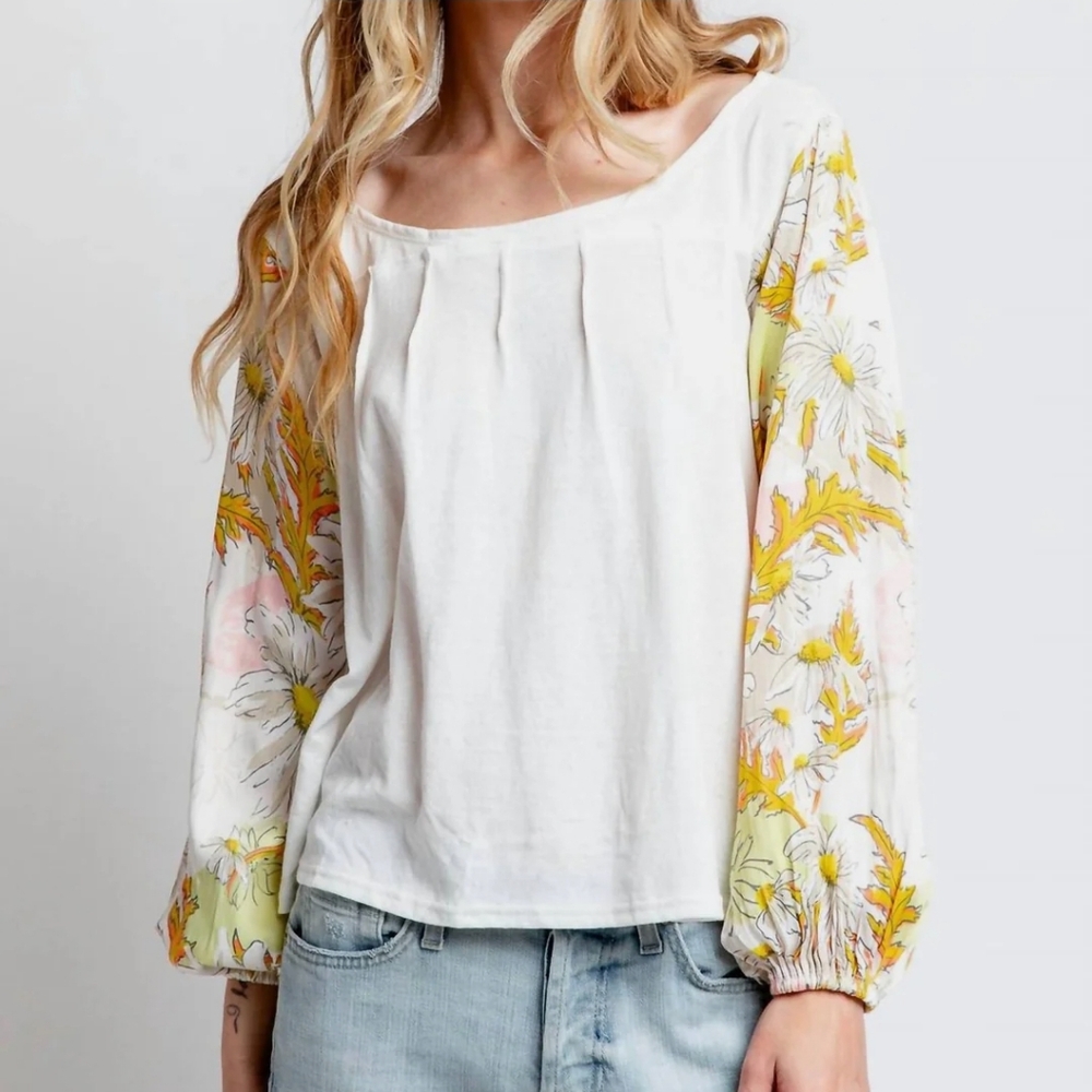 Free People Picking Petal Top in Ivory Combo